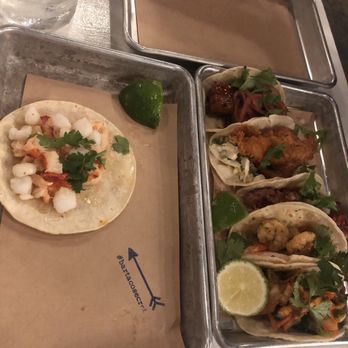 Bartaco - Lobster taco, Baja Fish Taco, pork Portobello with Queso Fresco Taco, Garlic shrimp taco - Tacos Near Me - Raleigh, North Carolina