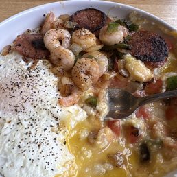 This is the famous Shrimp & Grits Bowl, which was so delicious I almost forgot to take a photo!!