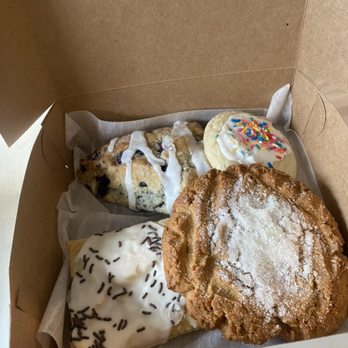 Two Fat Cats Bakery - Blueberry scone, Nutella pastry, Peanut butter cookie, Lemon shortbread cookie. - Bakeries Near Me - Portland, Maine Two Fat Cats Bakery - Blueberry scone, Nutella pastry, Peanut butter cookie, Lemon shortbread cookie. - Bakeries Near Me - Portland, Maine