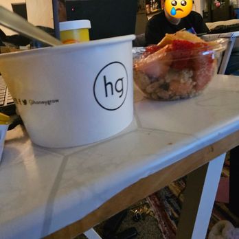 honeygrow - The entire lid was filled with topping and then a layer of apples and a small thin spread of creamcheese filling on the bottom. - Salad Near Me - Alexandria, Virginia