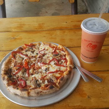 Mountain Fresh Grocery - Wood fired Pancetta Neapolitan pizza with roasted red pepper, mushroom, crushed tomato, Grande mozzarella. Boylans creamy red birch beer - Grocery Near Me - Highlands, North Carolina Mountain Fresh Grocery - Wood fired Pancetta Neapolitan pizza with roasted red pepper, mushroom, crushed tomato, Grande mozzarella. Boylans creamy red birch beer - Grocery Near Me - Highlands, North Carolina