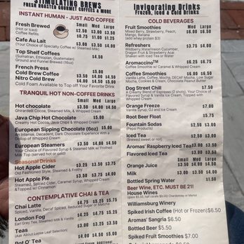 Aromas Coffeehouse & Cafe - Menu - Coffee & Tea Near Me - Williamsburg, Virginia