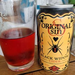 Original Sin Hard Cider - The Original Sin Black Widow Hard Cider. Apples and blackberries are noticeable in this one!