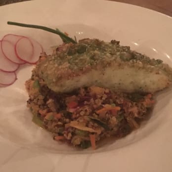 Desert Bistro - Seabass encrusted with wasabi peas - New American Near Me - Moab, Utah Desert Bistro - Seabass encrusted with wasabi peas - New American Near Me - Moab, Utah