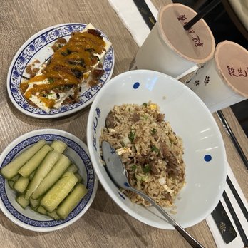 Duan's Kitchen - Beef fried rice, pickled cucumber, tofu with century egg, milk tea, and plum juice - Noodles Near Me - Fremont, California Duan's Kitchen - Beef fried rice, pickled cucumber, tofu with century egg, milk tea, and plum juice - Noodles Near Me - Fremont, California