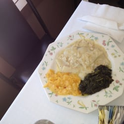 Riverside Restaurant & Catering - Chicken & Dumplings, Potato Casserole, & Turnip Greens.
