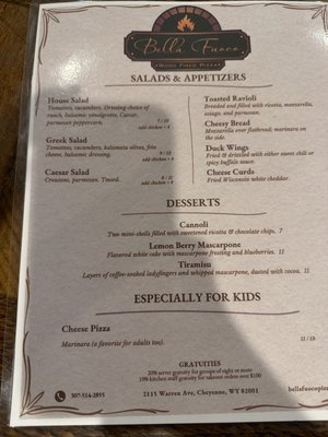 Menu photo 1 Bella Fuoco Wood Fired Pizza Cheyenne, WY Menu photo 1 Bella Fuoco Wood Fired Pizza Cheyenne, WY