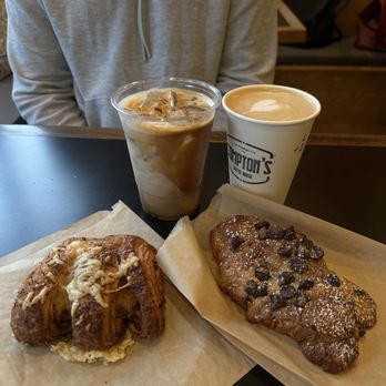 Compton’s Coffee House - bacon swiss croissant, chocolate hazelnut croissant, vanilla latte, latte - Cafes Near Me - San Francisco, California