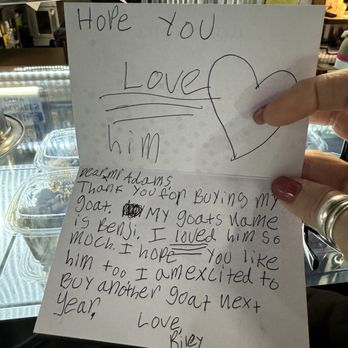 The Meating Place BBQ - Cute Thank you note they have on display. 11.15.24 - Barbeque Near Me - Magnolia, Texas