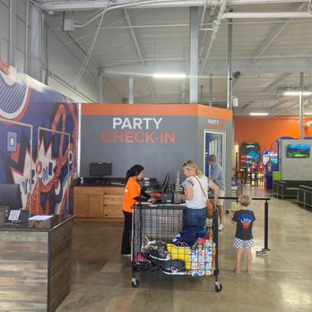 Sky Zone Trampoline Park - Party check in area, collect shoes, gifts, etc. - Trampoline Parks Near Me - Santa Ana, California Sky Zone Trampoline Park - Party check in area, collect shoes, gifts, etc. - Trampoline Parks Near Me - Santa Ana, California