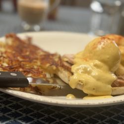 Village Corner Bistro - Turkey eggs Benedict w hash browns
