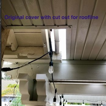 Mr Patio Cover - Original cover with cutout for roof line - Patio Coverings Near Me - Chino, California