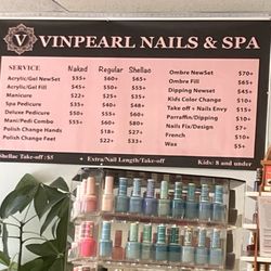 Vinpearl Nails & Spa - Menu with vague prices