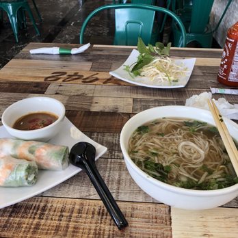 Pho Bo - Meatless Pho with Shrimp spring rolls (off menu) - Vietnamese Near Me - Houston, Texas Pho Bo - Meatless Pho with Shrimp spring rolls (off menu) - Vietnamese Near Me - Houston, Texas