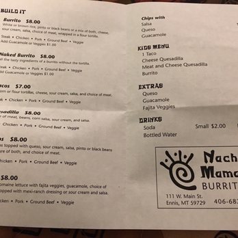 Nacho Mama's Cantina - 2017 menu - Mexican Near Me - Ennis, Montana Nacho Mama's Cantina - 2017 menu - Mexican Near Me - Ennis, Montana