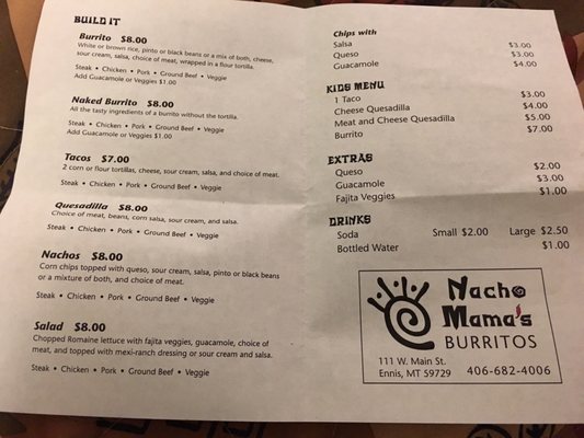 Menu photo 1 Nacho Mama's Cantina Ennis, MT Menu photo 1 Nacho Mama's Cantina Ennis, MT