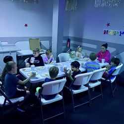 Lazer X Of Addison - Two party rooms each with 2 tables that sat 10-12 each.