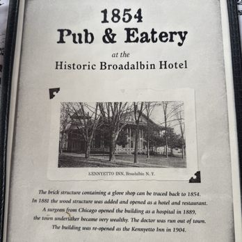 Historic Hotel Broadalbin - Front of menu - American Near Me - Broadalbin, New York Historic Hotel Broadalbin - Front of menu - American Near Me - Broadalbin, New York