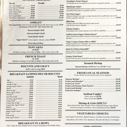 T L's Country Kitchen - Menu as of September 2022