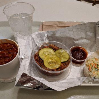 Aster Hall - Green Street pulled pork with pickles and a side of baked beans - Burgers Near Me - Chicago, Illinois Aster Hall - Green Street pulled pork with pickles and a side of baked beans - Burgers Near Me - Chicago, Illinois