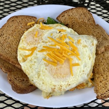 Start Fresh Cafe - Iris hash browns with spinach, mushrooms, avocado and cheese. - American Near Me - Oceanside, California