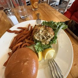 Crab cake sandwich.