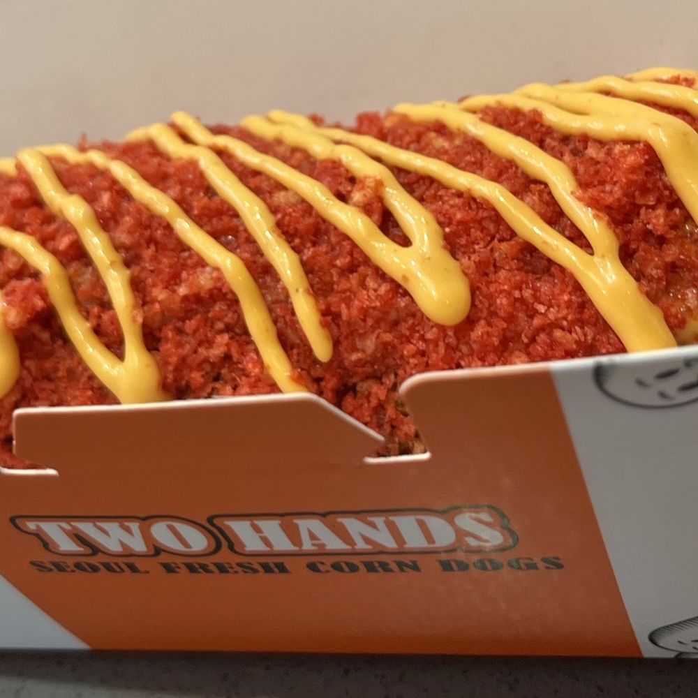 Two Hands Corn Dogs - MainPlace Mall - Plant-based Sausage Spicy Dog Flamming Hot Cheetos - Korean Near Me - Santa Ana, California Two Hands Corn Dogs - MainPlace Mall - Plant-based Sausage Spicy Dog Flamming Hot Cheetos - Korean Near Me - Santa Ana, California