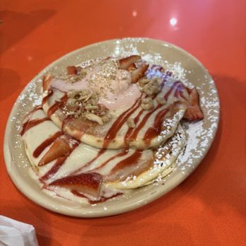Snooze, an A.M. Eatery - Strawberry Shortcake Pancakes - Breakfast & Brunch Near Me - San Antonio, Texas
