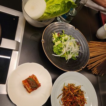 HYUN - Housemade kimchi, scallion salad, vinegrette onion and lettuce, lettuce, onion - Korean Near Me - New York, New York HYUN - Housemade kimchi, scallion salad, vinegrette onion and lettuce, lettuce, onion - Korean Near Me - New York, New York