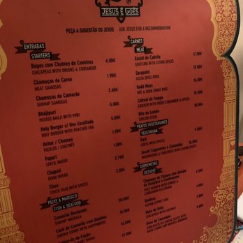 Jesus é Goês - Menu - Indian Near Me - Lisbon, 11 Jesus é Goês - Menu - Indian Near Me - Lisbon, 11