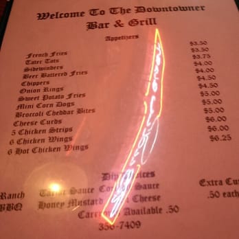 Downtowner Bar & Grill - the menu - Bars Near Me - Baraboo, Wisconsin