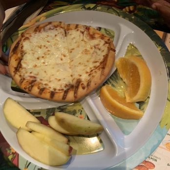 Rainforest Cafe - Kids cheese pizza with fruit - American Near Me - Galveston, Texas