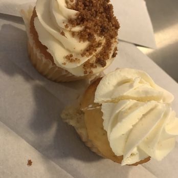 Brooklyn Cupcake - I asked if they would be able to cut them in half, and they did! - Cupcakes Near Me - Brooklyn, New York