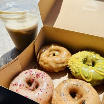 Holey Grail Donuts - 4 pack: Original Sin, Miso Honey, Cardamom Rose, Matcha - Donuts Near Me - Long Beach, California Holey Grail Donuts - 4 pack: Original Sin, Miso Honey, Cardamom Rose, Matcha - Donuts Near Me - Long Beach, California