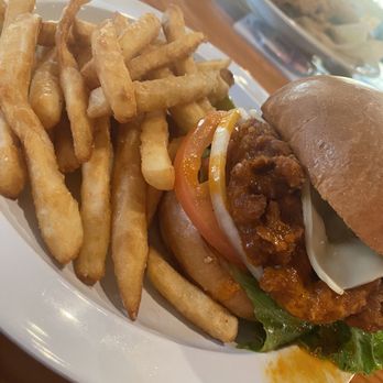 Oasis Texas Brewing - Buffalo chicken sandwich - Breweries Near Me - Austin, Texas