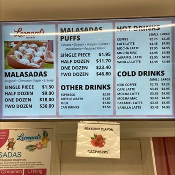 Leonard's Bakery - Menu - Bakeries Near Me - Honolulu, Hawaii Leonard's Bakery - Menu - Bakeries Near Me - Honolulu, Hawaii