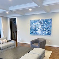 Lauren Heller Art Consultant - Gorgeous 48x72 in. original painting made a statement in this client's family room.
