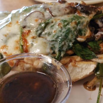 Long Island Cafe - Chicken Rockefeller - grilled chix, fresh spinach, mushrooms & peppers with cheese on bread. - Breakfast & Brunch Near Me - Sunrise, Florida Long Island Cafe - Chicken Rockefeller - grilled chix, fresh spinach, mushrooms & peppers with cheese on bread. - Breakfast & Brunch Near Me - Sunrise, Florida