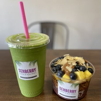Senberry Bowls - Avocado coco smoothie (fresh avocado, spinach, kale, pineapple, almond milk, organic agave, banana) and almond butter açaí bowl. - Acai Bowls Near Me - Fairfax, Virginia Senberry Bowls - Avocado coco smoothie (fresh avocado, spinach, kale, pineapple, almond milk, organic agave, banana) and almond butter açaí bowl. - Acai Bowls Near Me - Fairfax, Virginia