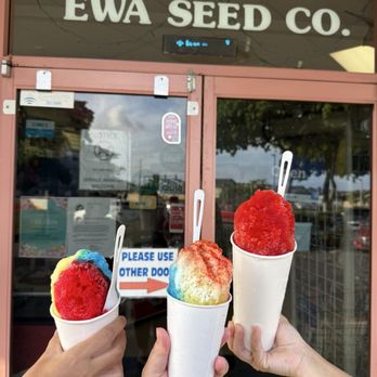 Ewa Seed Company - Rainbow with vanilla ice cream, li hing mui, condense milk Rainbow w/Vanilla ice cream Strawberry W/ Mochi Balls - Desserts Near Me - Ewa Beach, Hawaii