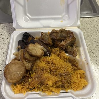 La Palma - Pork with Yellow rice , fried plantains and potatoes - Cuban Near Me - Louisville, Kentucky La Palma - Pork with Yellow rice , fried plantains and potatoes - Cuban Near Me - Louisville, Kentucky