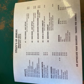 Stelly's - Breakfast Menu - Seafood Near Me - Washington, Louisiana