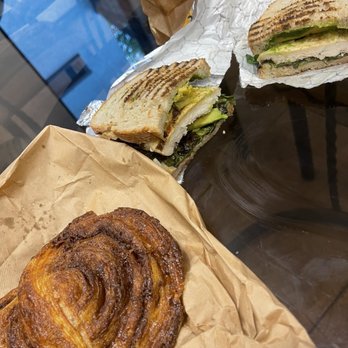 Calf & Chick - Cinnamon Roll is amazing  Also had   Grilled Chicken Sandwich - Breakfast & Brunch Near Me - Torrance, California