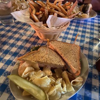 Hugo's - Turkey and Swiss and basket of fries - New American Near Me - Fayetteville, Arkansas