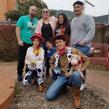 My Once Upon a Time - Loni and Adam as Toy Story's Jessie and Woody with the birthday boy and family - pre-COVID-19. - Performing Arts Near Me - Brentwood, California