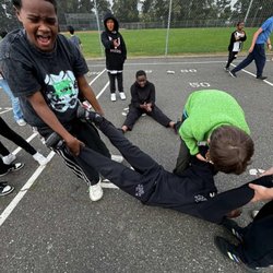 Montera Middle School - Cassius and Steven Playing around at lunch