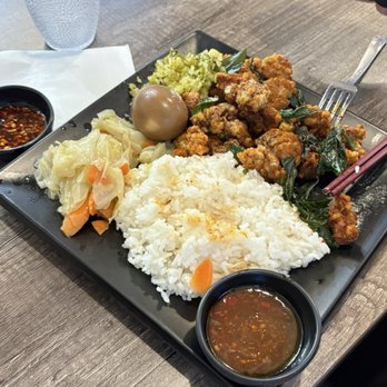 Flaming Ox - Taiwanese Popcorn Chicken Rice Plate (spicy) - Taiwanese Near Me - San Jose, California