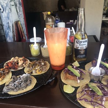 Cuatro Tacos - Taco sampler, fish tacos, fresh made cold horchata, and a cold Corona....YUM - Tacos Near Me - San Miguel de Cozumel, ROO Cuatro Tacos - Taco sampler, fish tacos, fresh made cold horchata, and a cold Corona....YUM - Tacos Near Me - San Miguel de Cozumel, ROO
