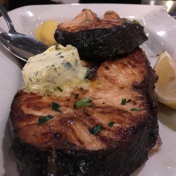 Seabra Marisqueira - Salmao Grelhado - Grilled Salmon with herb butter. - Portuguese Near Me - Newark, New Jersey Seabra Marisqueira - Salmao Grelhado - Grilled Salmon with herb butter. - Portuguese Near Me - Newark, New Jersey
