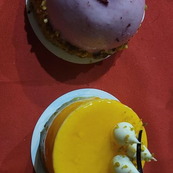 Tout Suite - Strawberry mousse cake and mango passion cake - Cafes Near Me - Houston, Texas